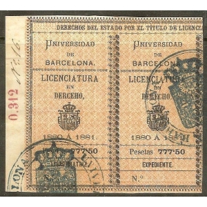 Títulos Universitarios. Barcelona 1880 A 1881. Licenciatura en Derecho
