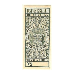 Derechos de Matricula. Universidad de Sevilla 1879-80