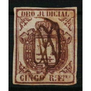 Colonias Españolas. Derecho Judicial Cinco Reales Fuertes Carmín de 1856/64