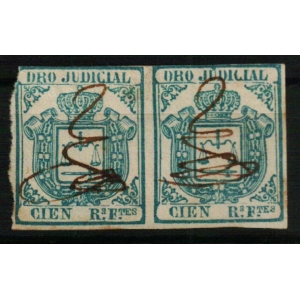 Colonias Españolas. Derecho Judicial Cien Reales Fuertes Azul de 1856/64