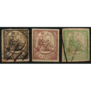 Colonias Españolas. Derecho Judicial, 3 sellos de la serie de de 1865