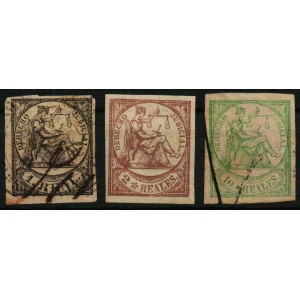 Colonias Españolas. Derecho Judicial, 3 sellos de la serie de de 1865