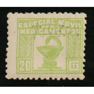 Especial Móvil Medicamentos 1937. 20 cts. verde amarillo