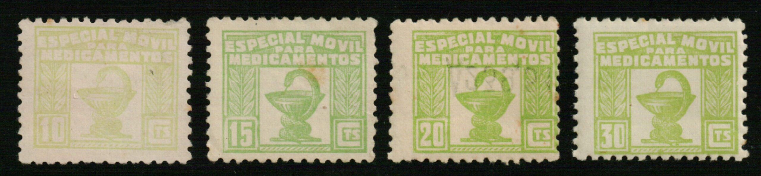 1464 Especial Móvil Medicamentos 1937. 4 valores