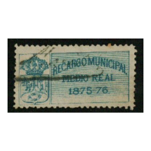 Ayuntamiento de Madrid. Recargo Municipal. 1875-76. Medio Real
