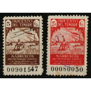Impuesto del Timbre 2 valores Marruecos 1946
