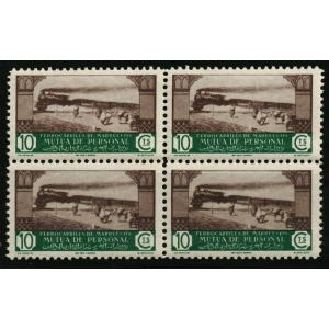 Ferrocarriles de Marruecos. Mutua de personal 10 cts. Blq. de 4.