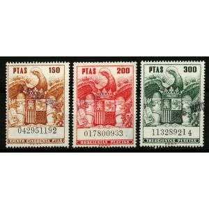 Pólizas de 1973/82. 3 valores de la serie.