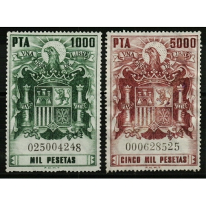 Pólizas de 1976. Serie completa de dos valores de 1000 y 5000 pta.