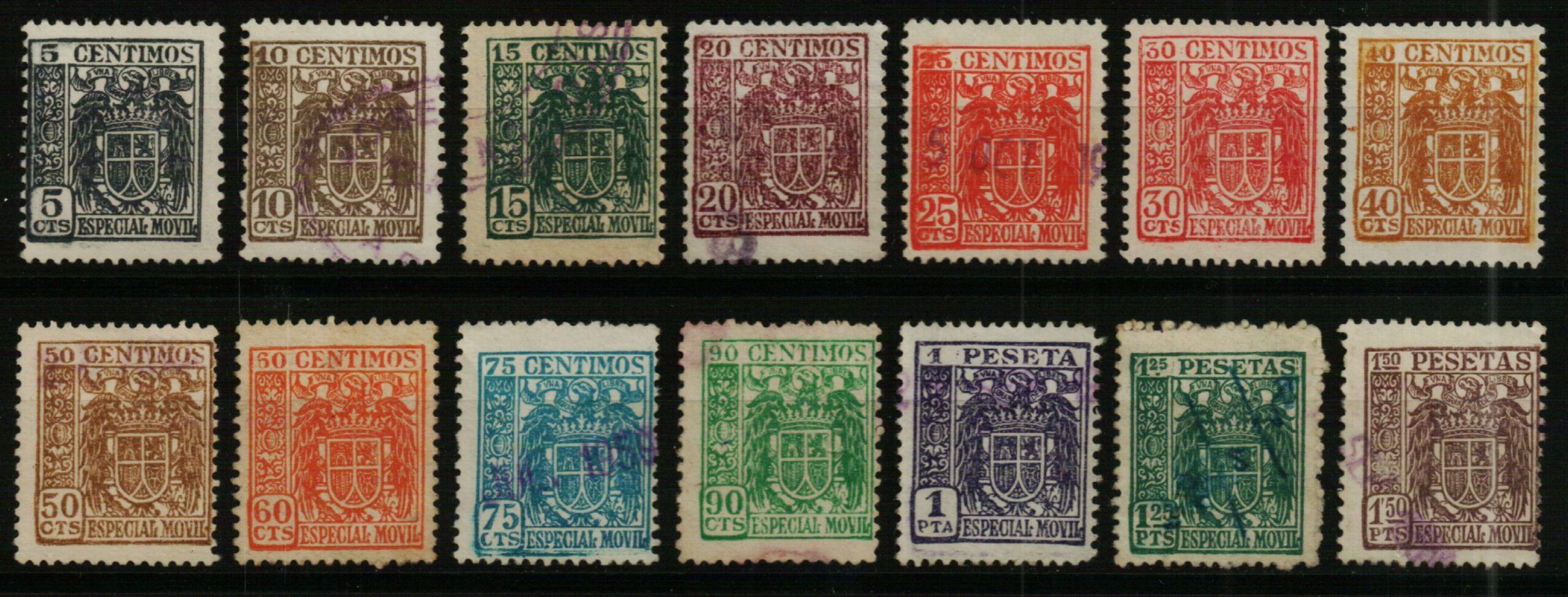 1869 Especial Móvil. 1940/59. Serie completa de 14 valores (a falta de uno)