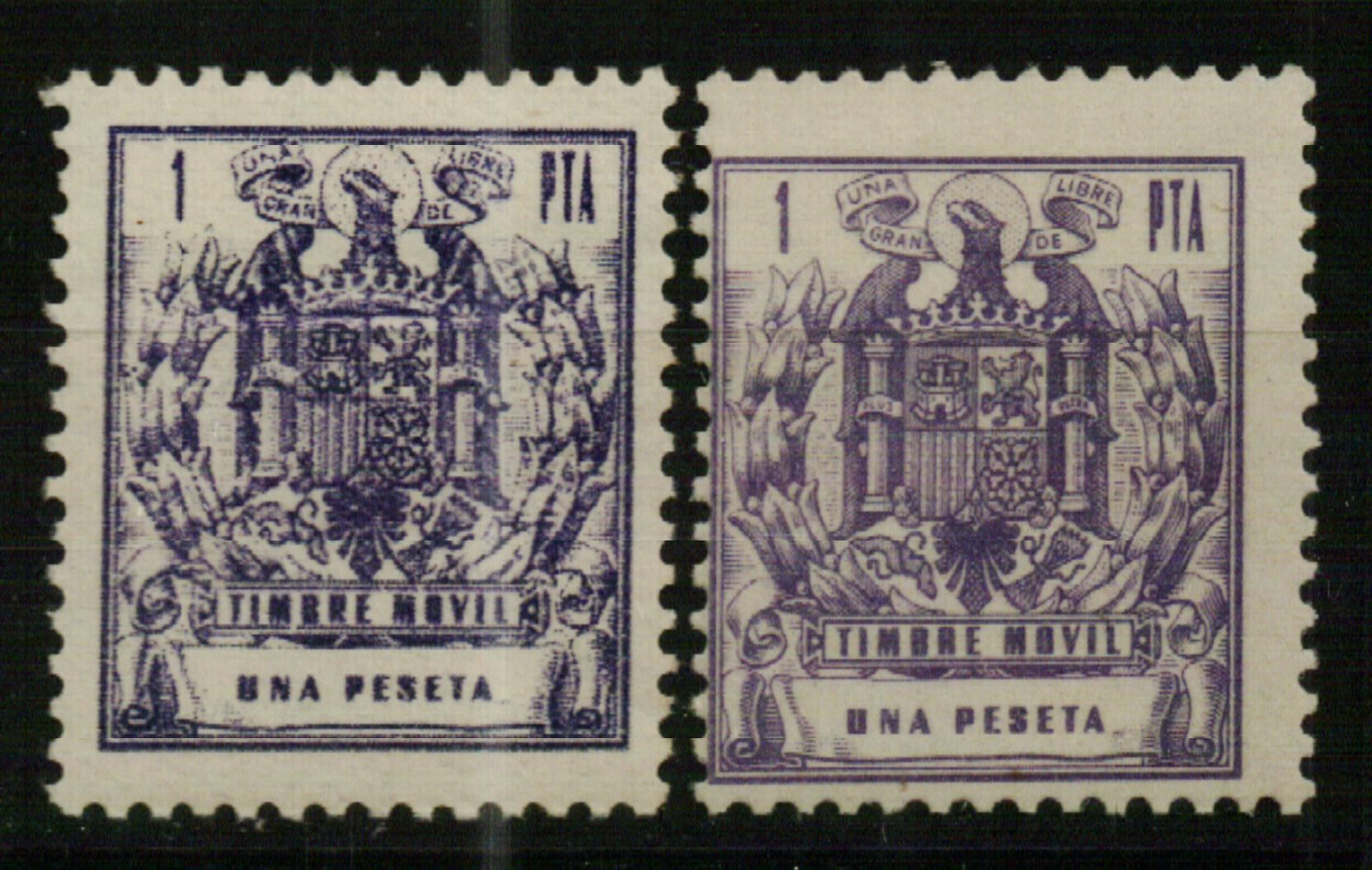 1889 Especial Móvil. 1960/76. 1pta. violeta (2 valores, variedad color)