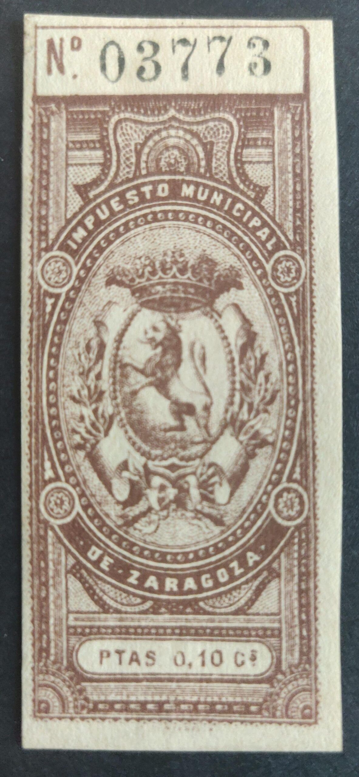 1931 Impuesto Municipal dearagoza. 1903. 1 valor