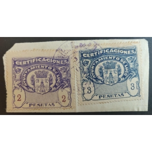 Sello Municipal del Ayuntamiento de Lugo. Años '10 A '30 ?. 2 valores
