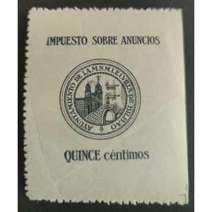 Sello del Ayuntamiento de Bilbao. Impuesto sobre anuncios. Años '30 ?. 1 valor