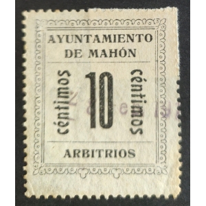 Sello del Ayuntamiento de Mahón (Menorca). Arbitrios. Años '10 ?. 1 valor