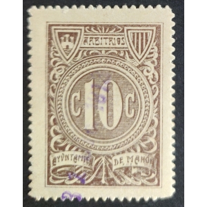 Sello del Ayuntamiento de Mahón (Menorca). Arbitrios. 18??. 1 valor