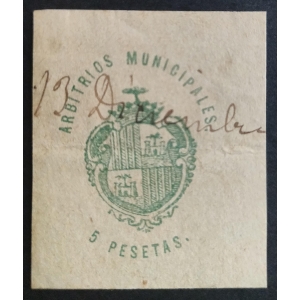 Sello de arbitrios municipales del ayuntamiento de Palma de Mallorca. 1884 . 1 valor