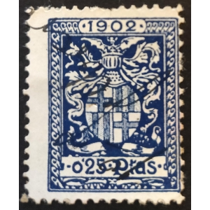 1902. Impuesto Municipal del Ayuntamiento de Barcelona.  0,25 ptas. azul