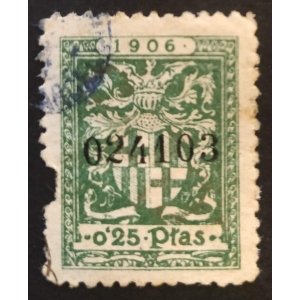 Impuesto Municipal del Ayuntamiento de Barcelona. 1906. 1 valor