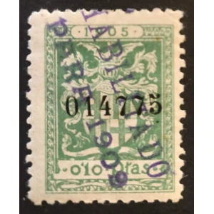 Impuesto Municipal del Ayuntamiento de Barcelona. 1905 habilitado 1909. 1 valor