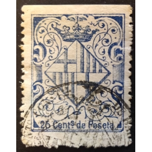 Barcelona timbre Municipal 1893. 25 cts. azul.