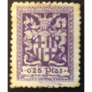 Barcelona Timbre Municipal 1896. 0,25 cts. Violeta