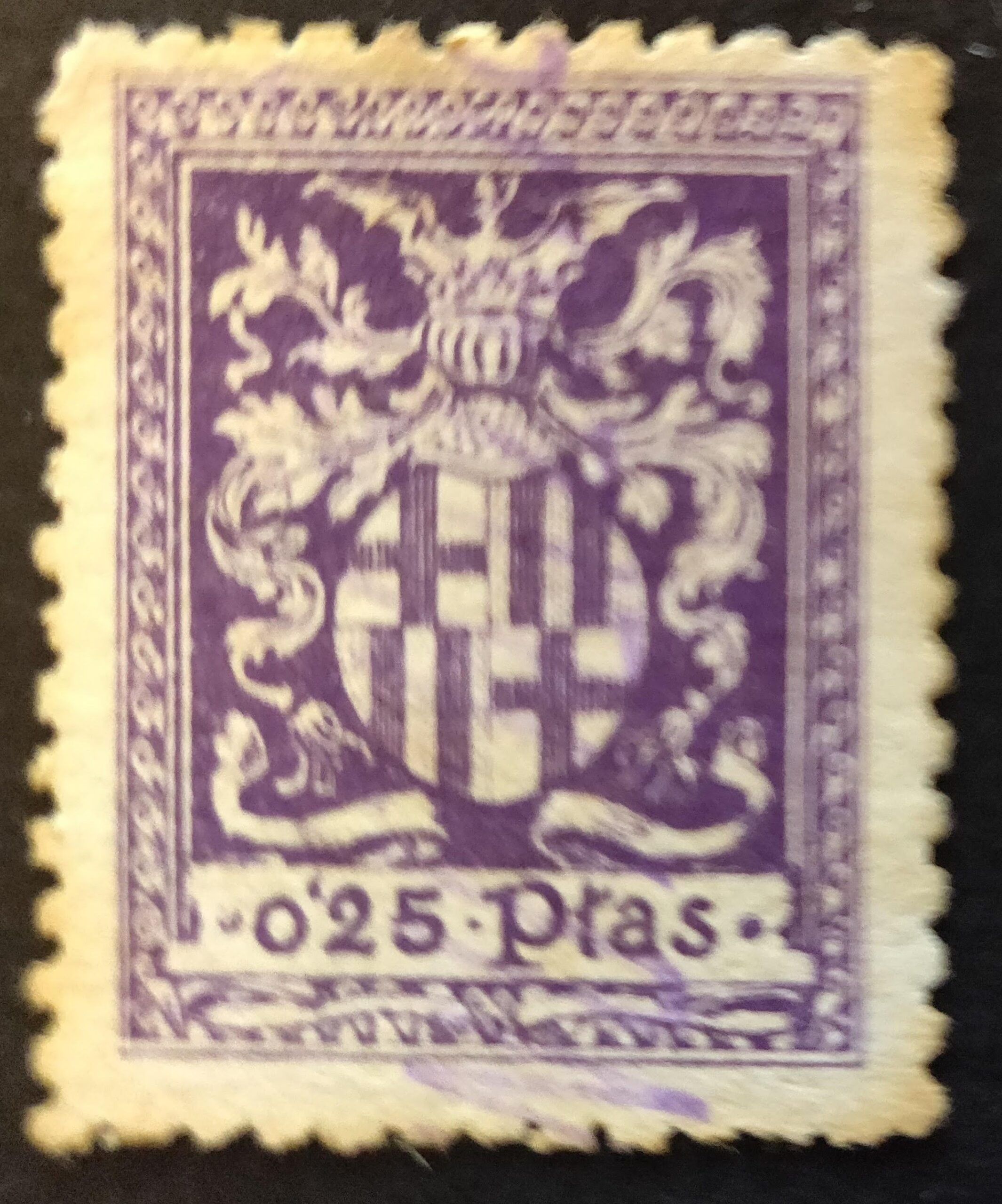 2094 Barcelona Timbre Municipal 1896. 0,25 cts. Violeta