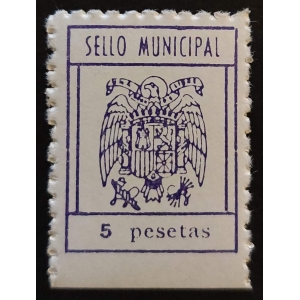 Sello Municipal genérico de Ayuntamientos  5 pesetas azul