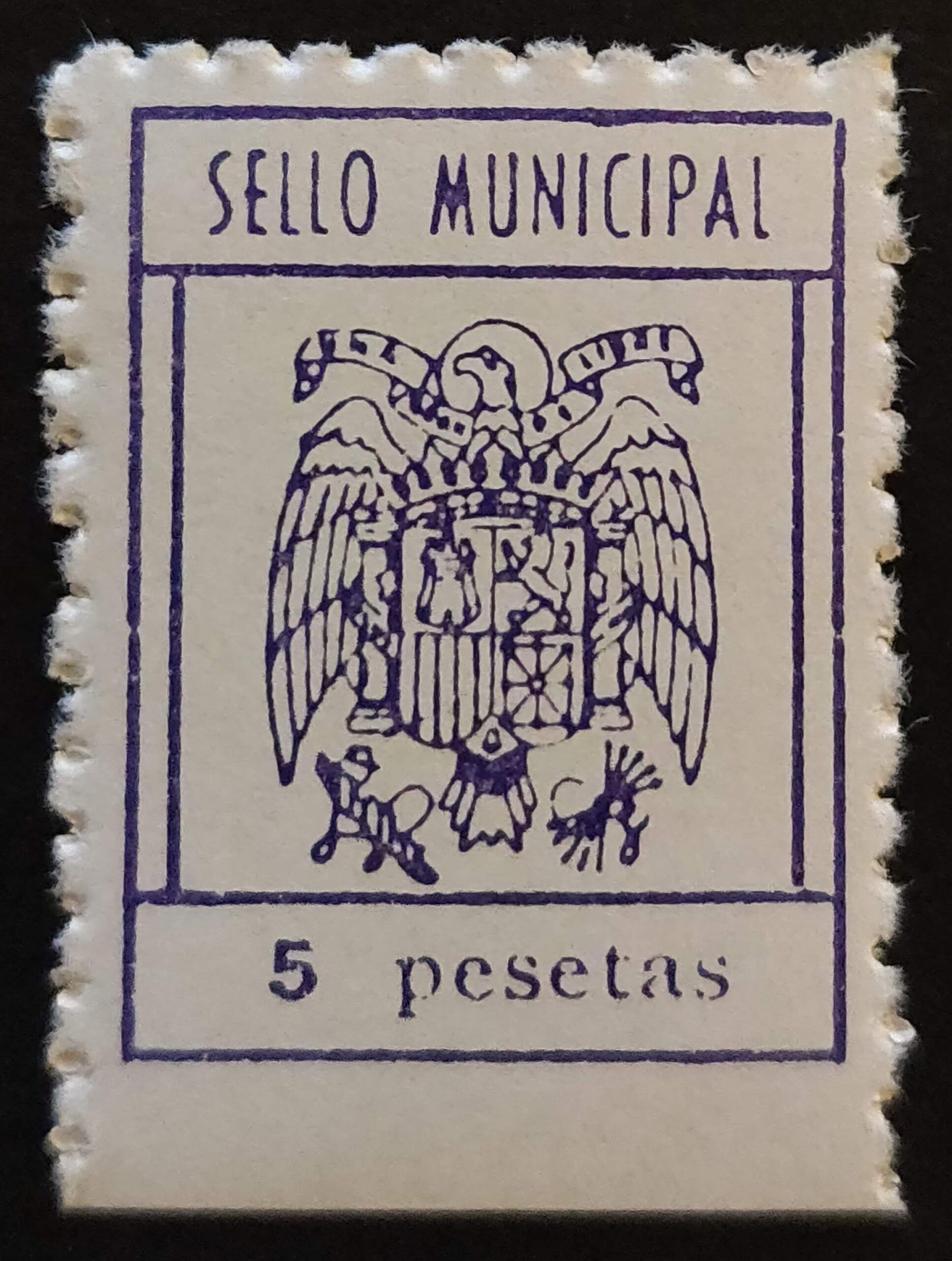 2105 Sello Municipal genérico de Ayuntamientos 5 pesetas azul