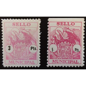 Sello Municipal Genérico de Ayuntamientos, Escudo Nacional (2 Valores)