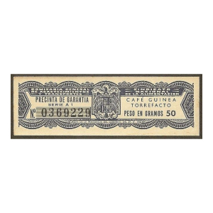 Precinta 50 gr. de Café Guinea Torrefacto 1958