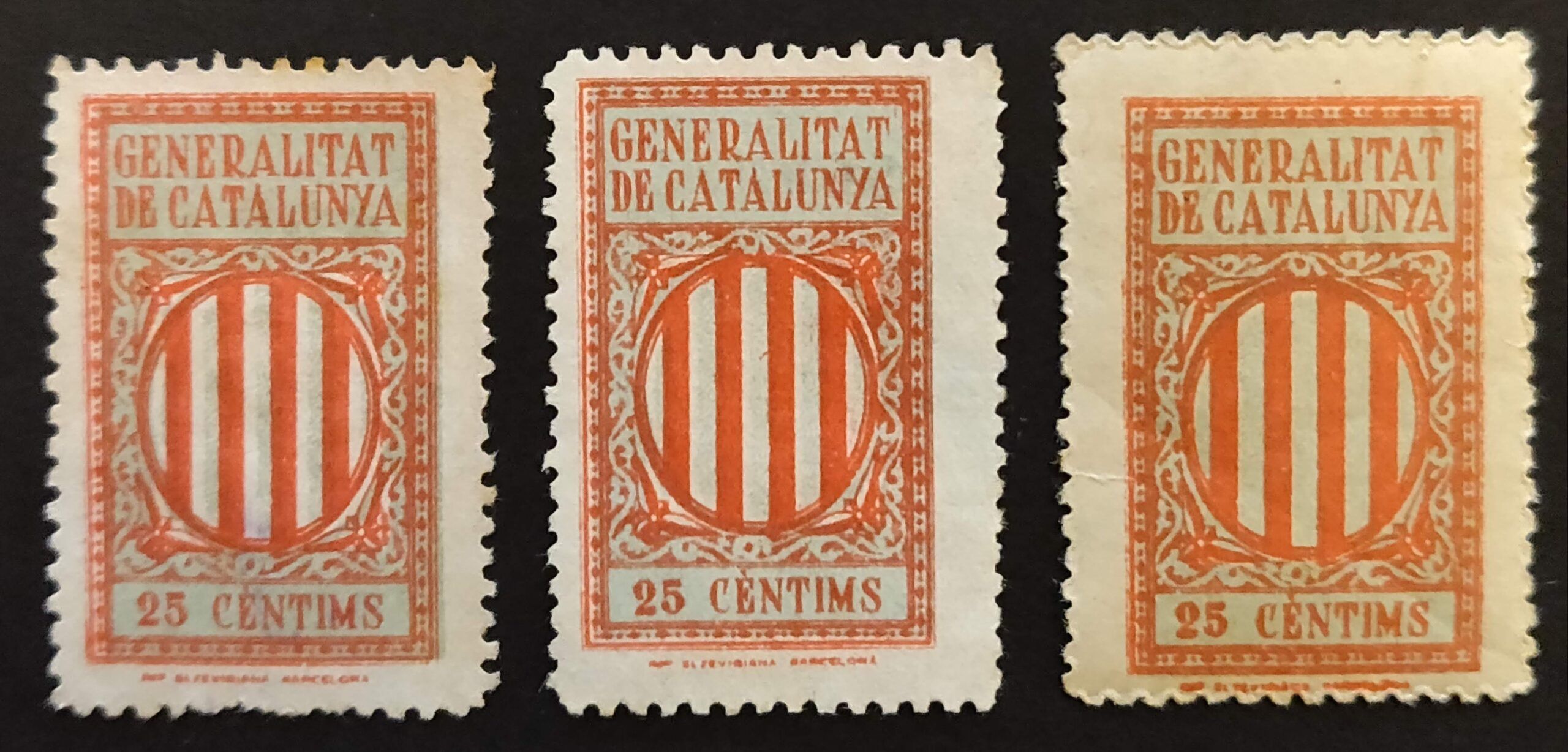 2123 Generalitat de Catalunya 193? 25 Céntims. 3 Valores diferentes