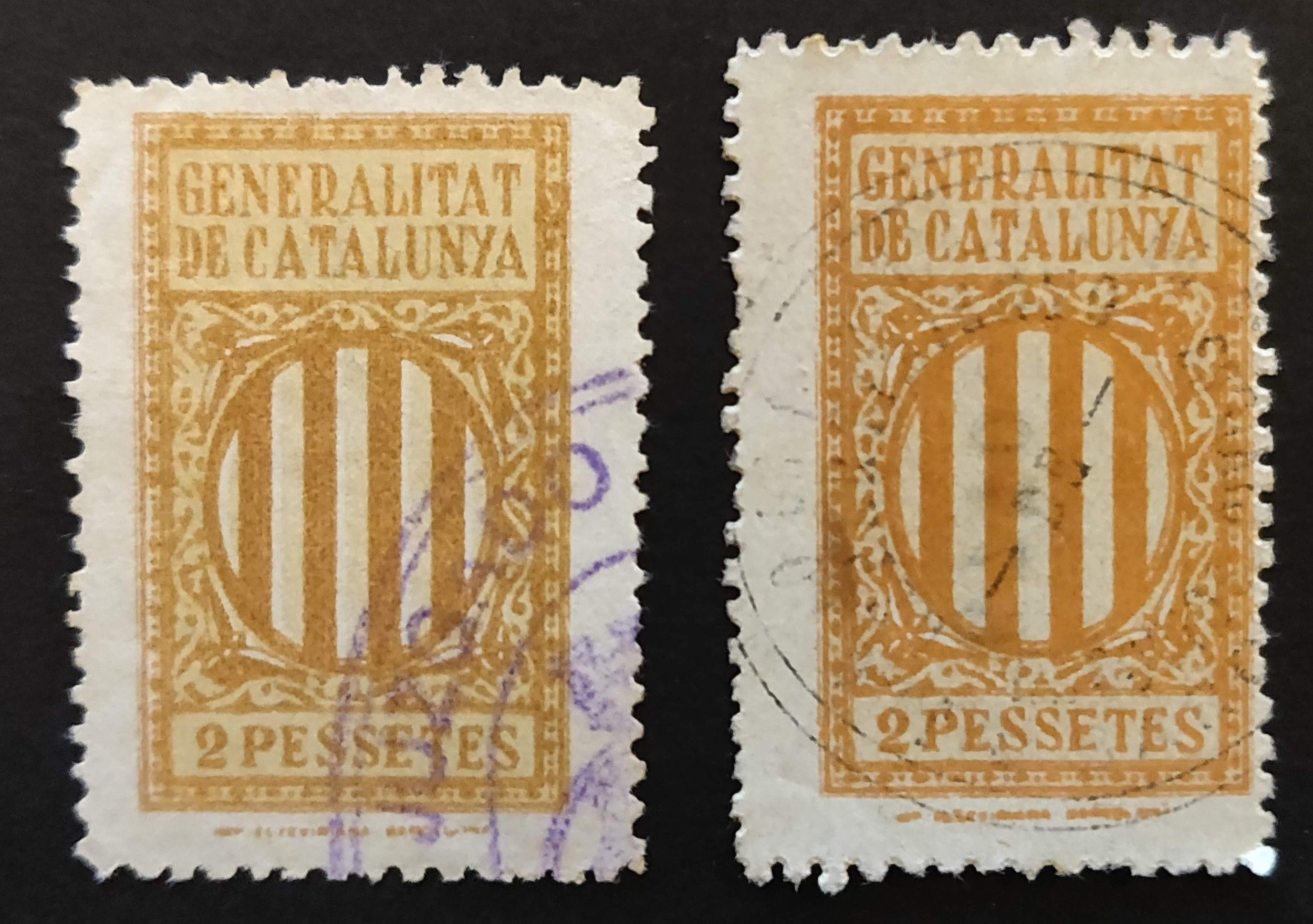 2129 Generalitat de Catalunya 193? 2 Pesetes. 2 valores diferentes