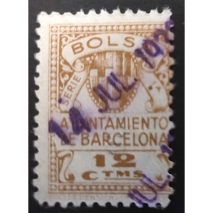 Ayuntamiento de Barcelona. Sellos de la Bolsa de Barcelona, 12 ctms