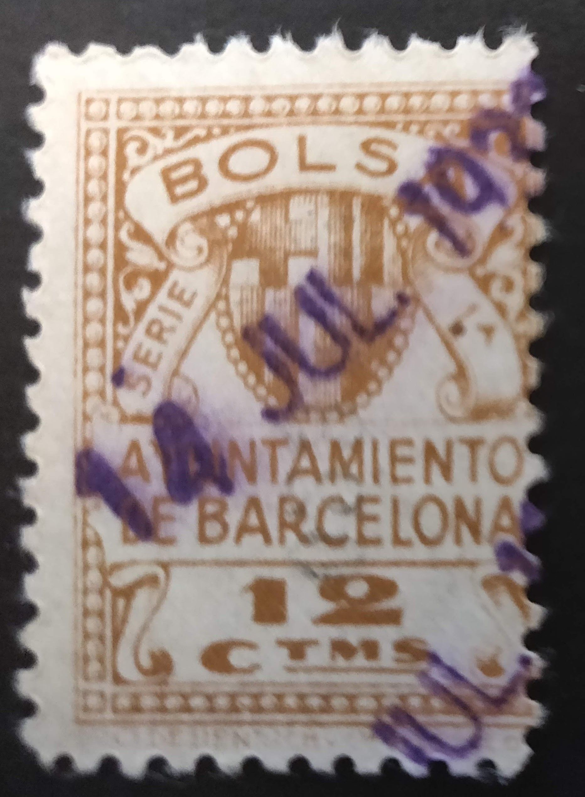 2179 Ayuntamiento de Barcelona. Sellos de la Bolsa de Barcelona, 12 ctms
