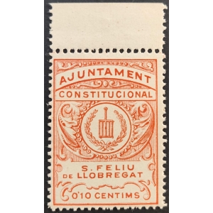 Sello del: Ajuntament Constitucional de S. Feliu de Llobregat (Barcelona). Arbitrios. Años '10 - '30 ?. 1 valor.