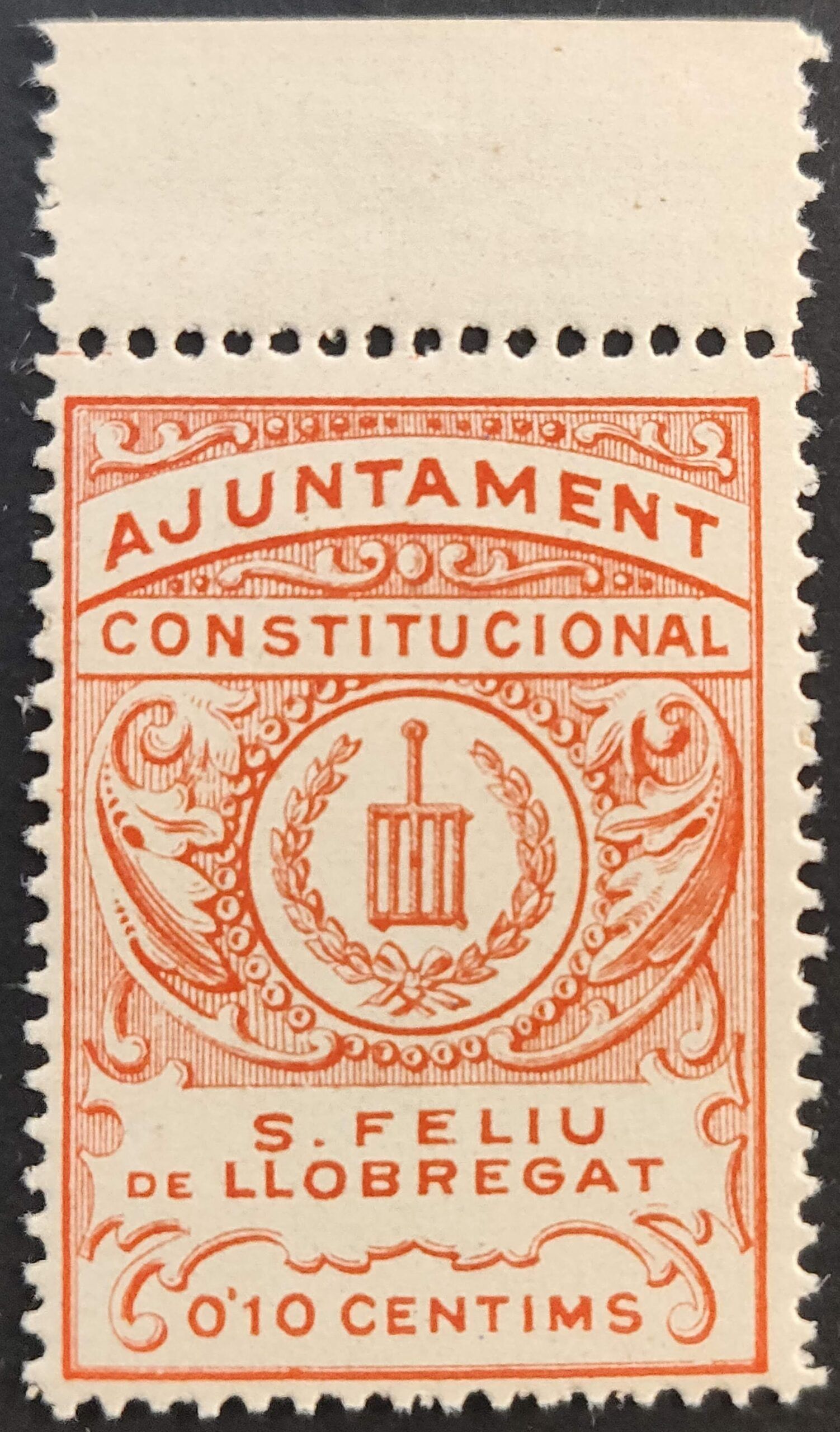 2191 Sello del: Ajuntament Constitucional de S. Feliu de Llobregat (Barcelona). Arbitrios. Años '10 - '30 ?. 1 valor.