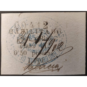 Póliza 1901 0,50 p. numeración negra. Fernando Poo.