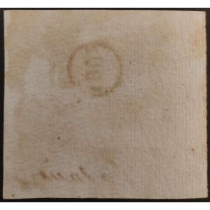 Póliza 1901 0,50 p. numeración azul con resello circular de 1902. Fernando Poo – imagen 2