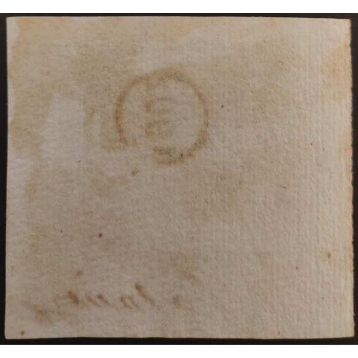 Póliza 1901 0,50 p. numeración azul con resello circular de 1902. Fernando Poo – imagen 2
