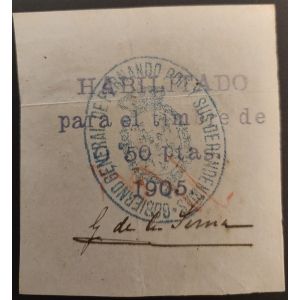 Póliza 1905 0,50 ptas. violeta. Fernando Poo.