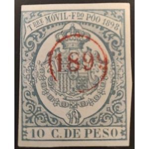 Timbre Móvil Fdo. Poo 1898 con sobrecarga circular 1899 ROJA