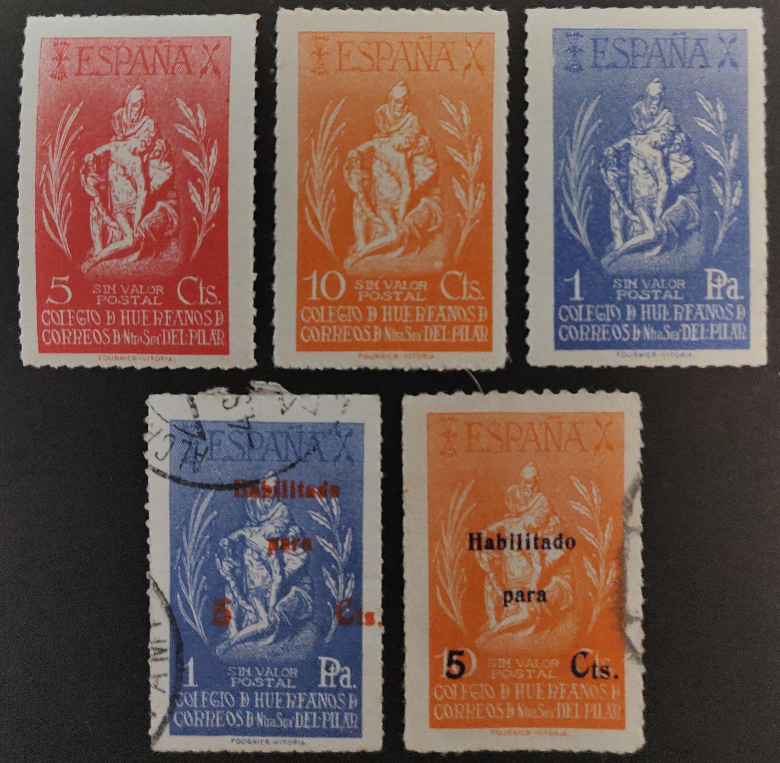 2287 Colegio de Huérfanos de Correos de Nuestra Señora del Pilar. 1943. Serie completa.