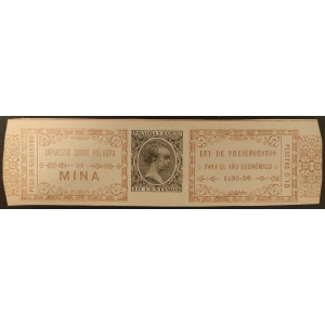 Pólvora y Explosivos 1895/96. Fajita de 0,10 Ptas. Castaño rojo y Negro