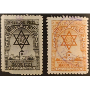 Impuesto del Timbre 2 Valores Marruecos 1938