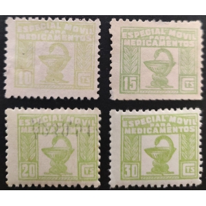 Especial Móvil Medicamentos 1937. 4 valores de la serie.