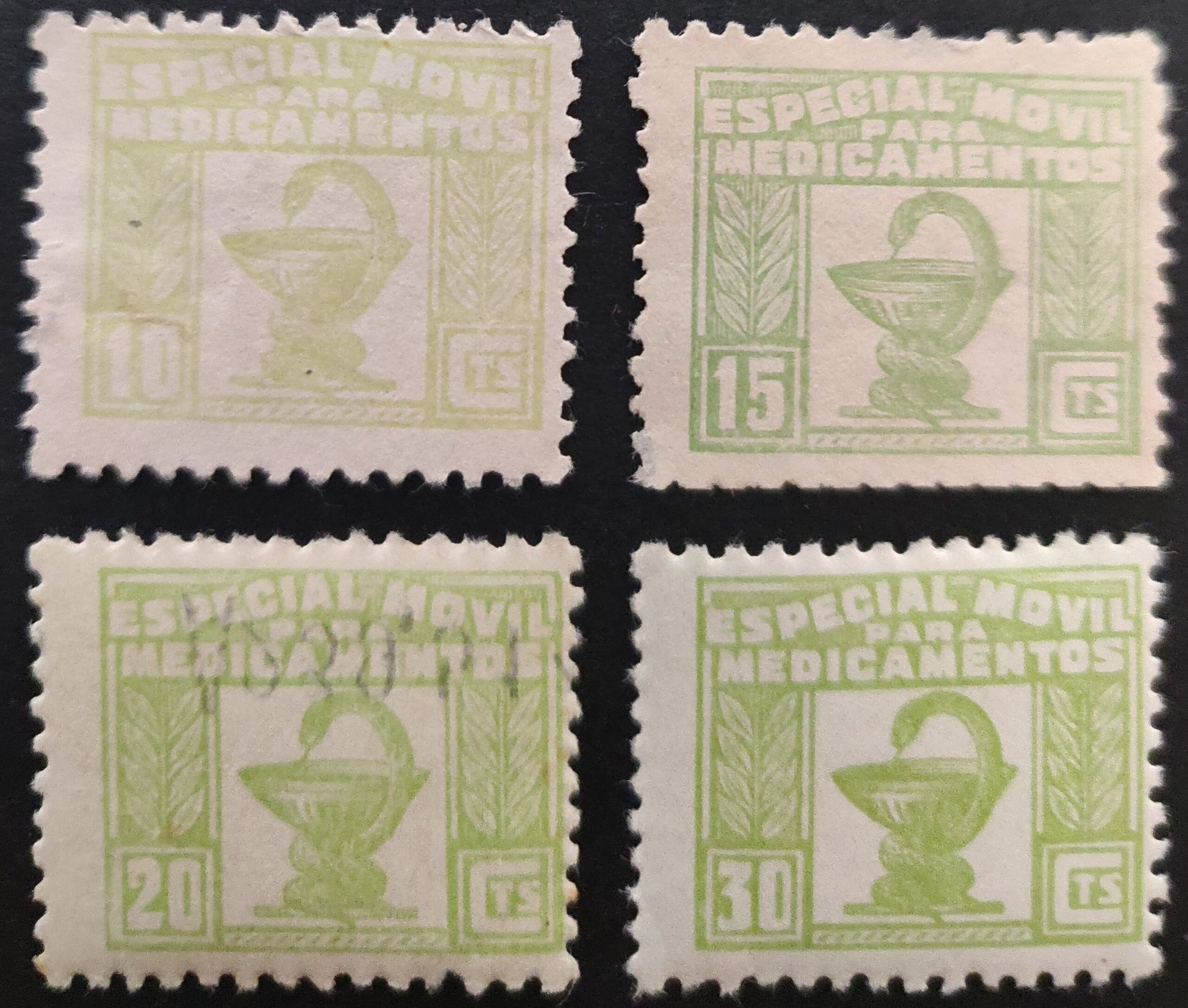 2336 Especial Móvil Medicamentos 1937. 4 valores de la serie.