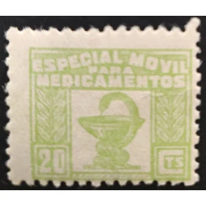 Especial Móvil Medicamentos 1937. 20 cts. verde amarillo error numeración.