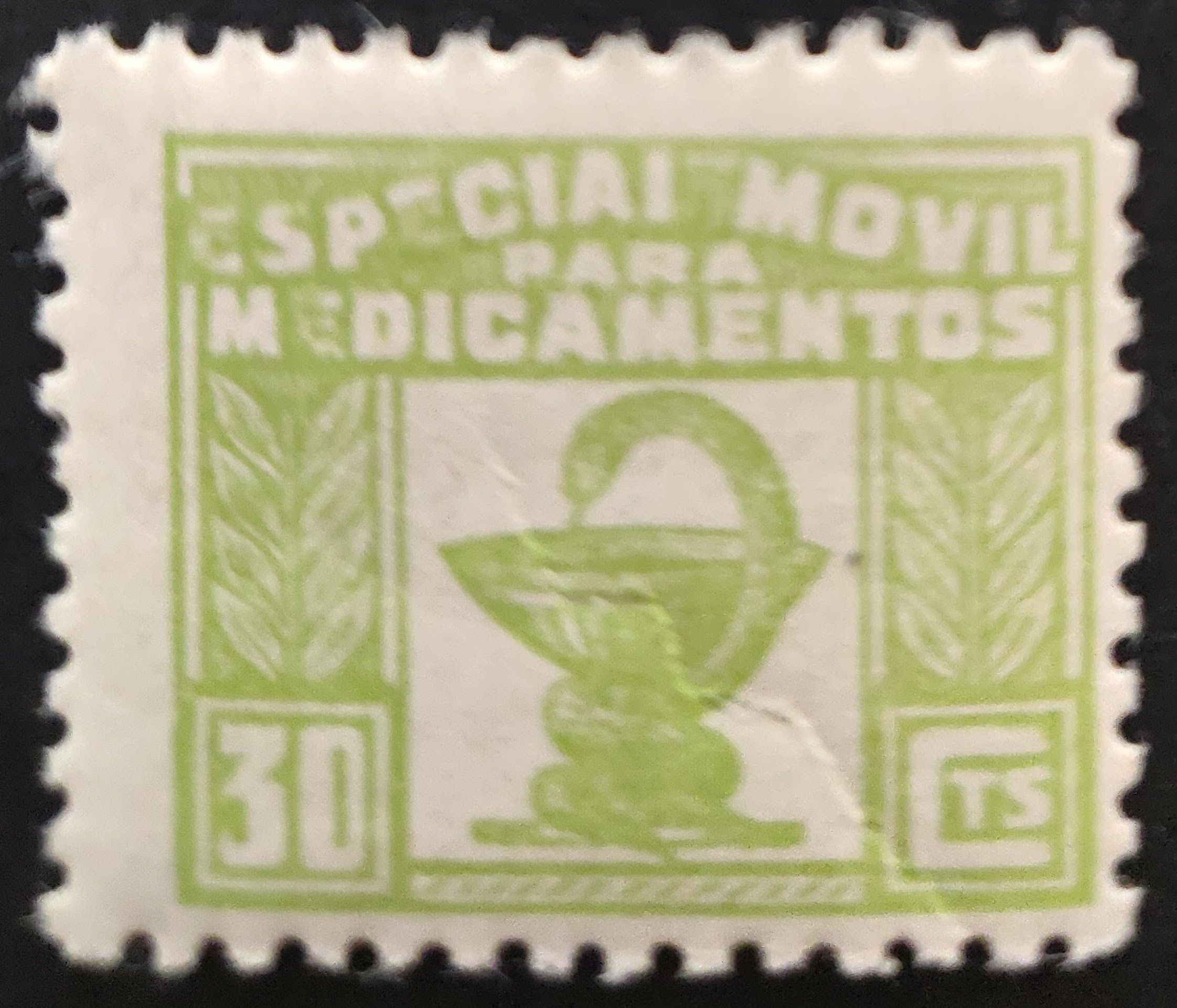 2340 Especial móvil medicamentos. 1937. 30 cts. verde amarillo