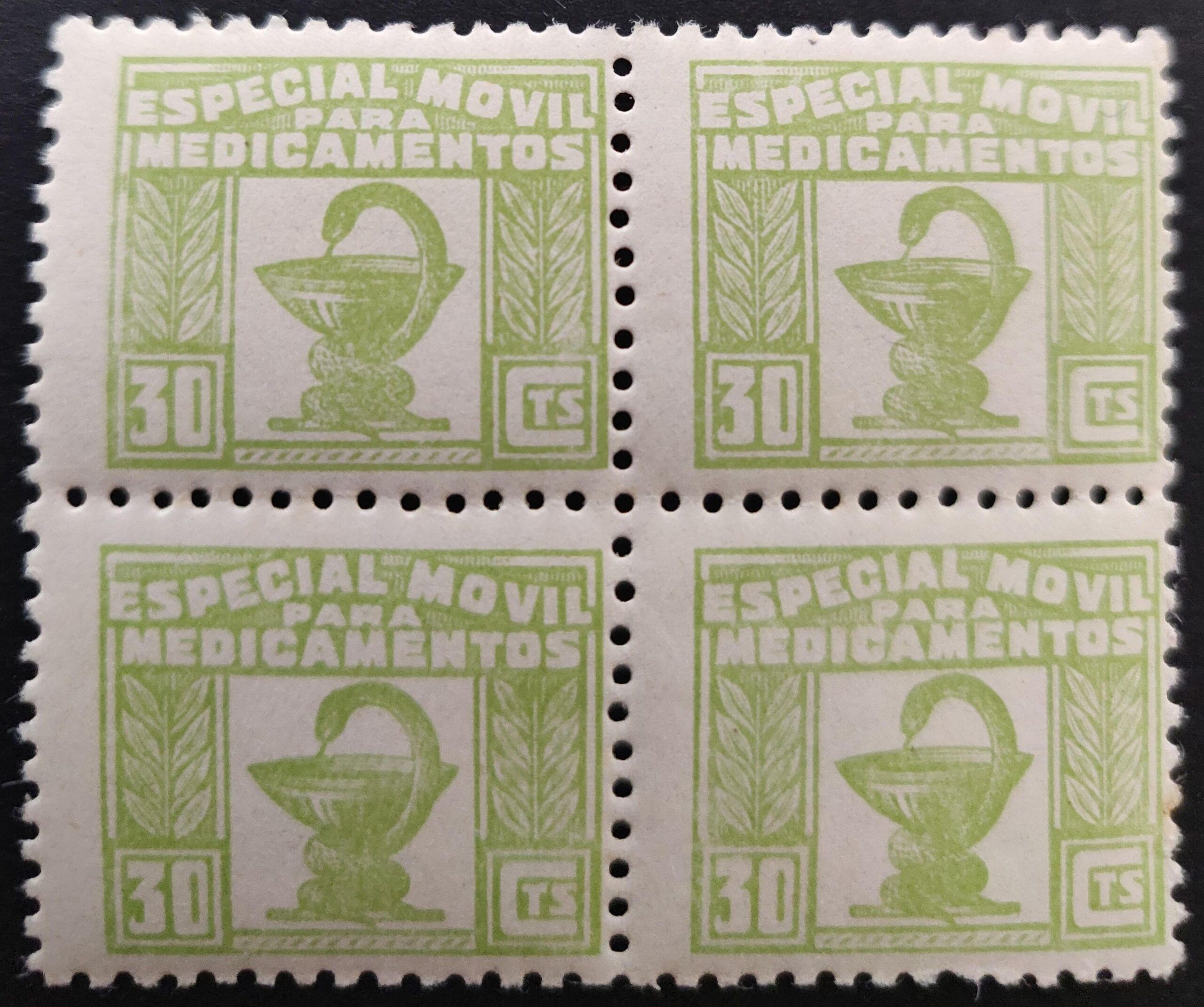 2344 Especial Móvil Medicamentos 1937. Blq de 4.
